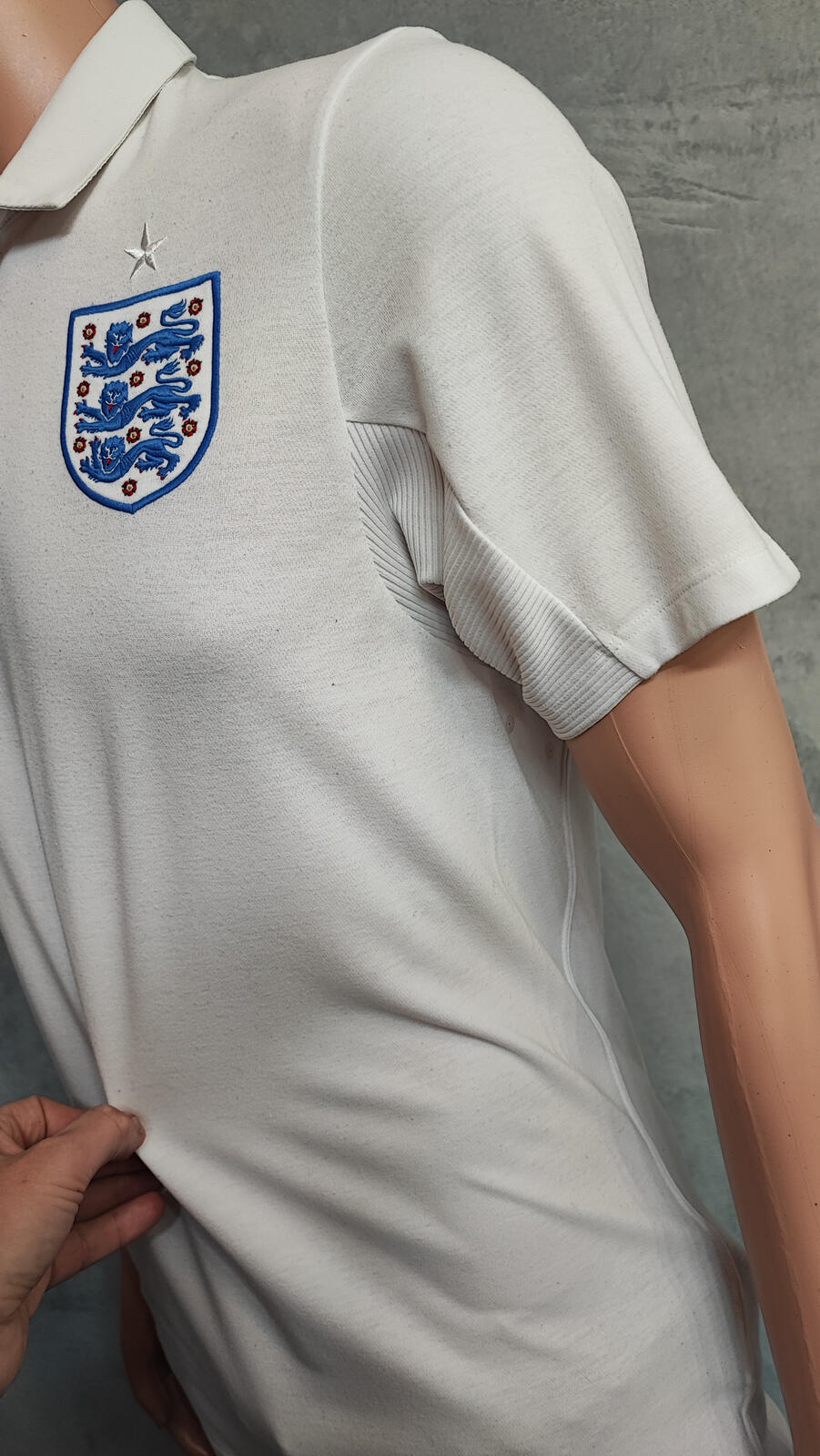 Vintage England Umbro Football Polo Shirt White Red Blue Retro 90s Men's Size S