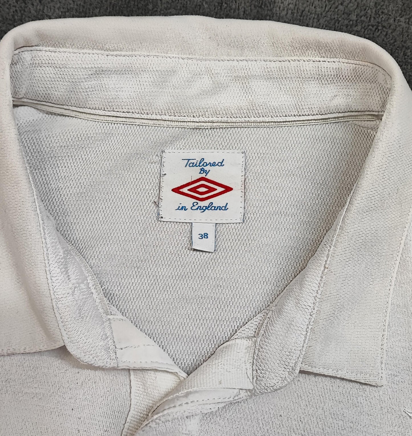 Vintage England Umbro Football Polo Shirt White Red Blue Retro 90s Men's Size S