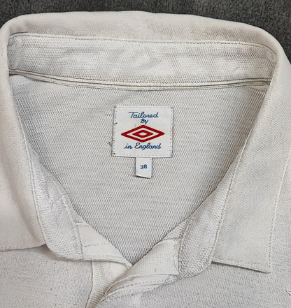 Vintage England Umbro Football Polo Shirt White Red Blue Retro 90s Men's Size S