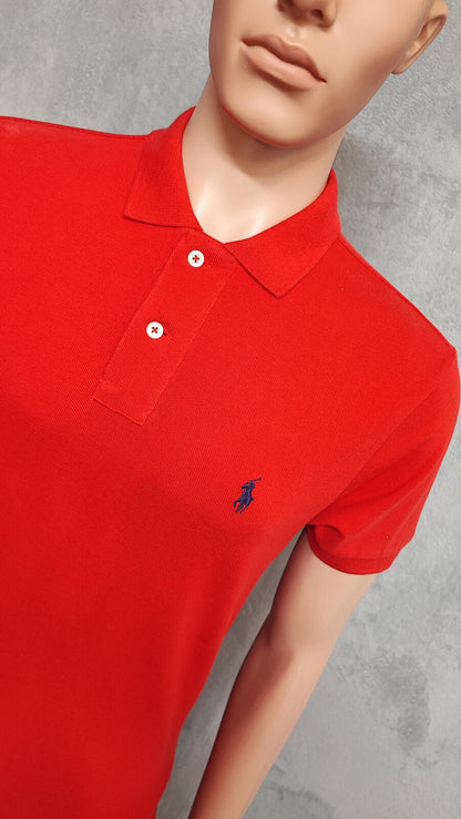 Vintage Ralph Lauren Embroidered Pony Polo Shirt Red Retro 90s Men's Size Small S