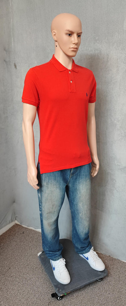 Vintage Ralph Lauren Embroidered Pony Polo Shirt Red Retro 90s Men's Size Small S
