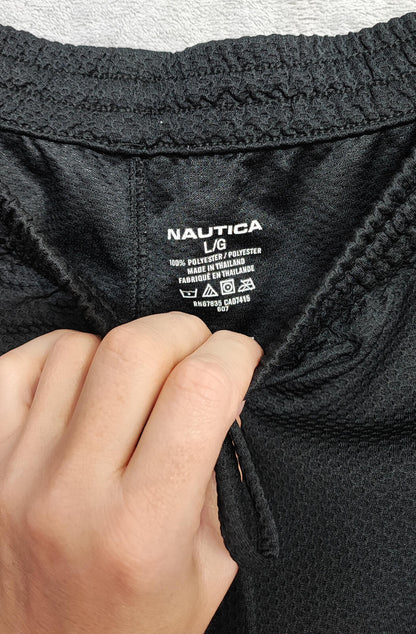 Vintage Nautica Plain Black Embroidered Logo Tracksuit Bottoms Joggers Men L