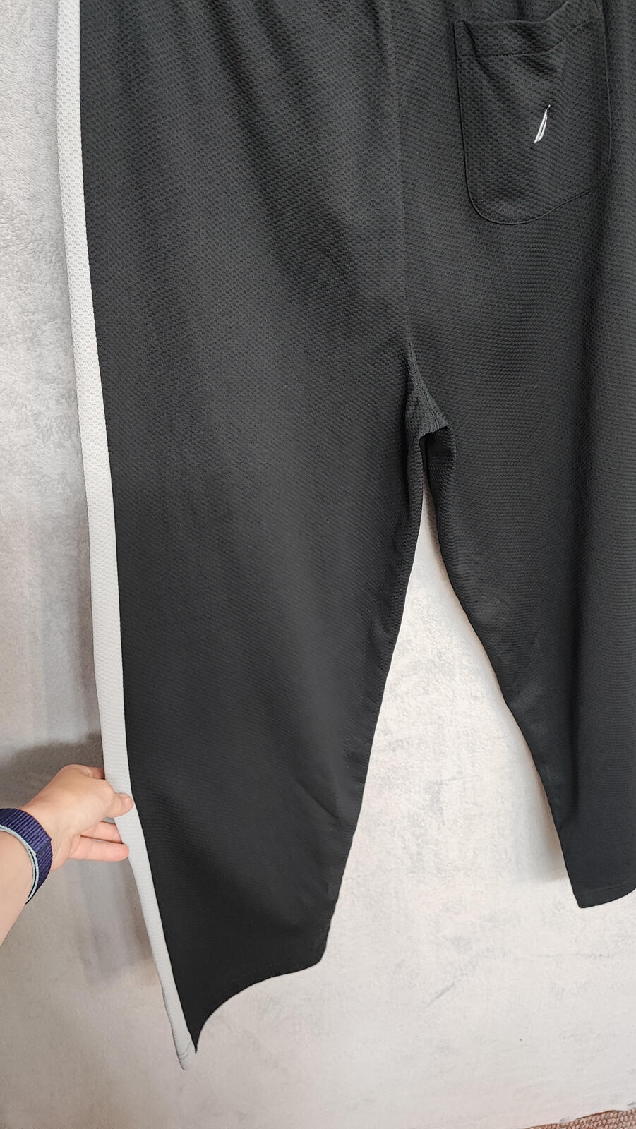 Vintage Nautica Plain Black Embroidered Logo Tracksuit Bottoms Joggers Men L