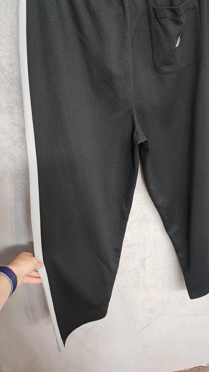 Vintage Nautica Plain Black Embroidered Logo Tracksuit Bottoms Joggers Men L