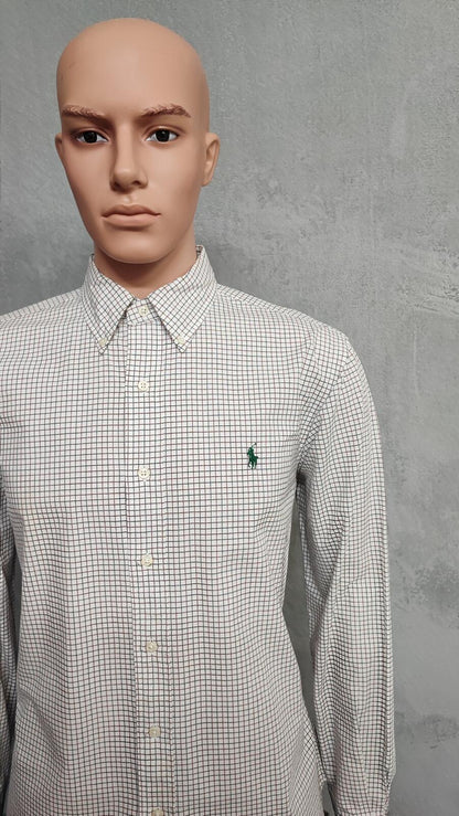 Vintage Polo Ralph Lauren Checked Long Sleeve Plaid Casual Shirt White Men's XL