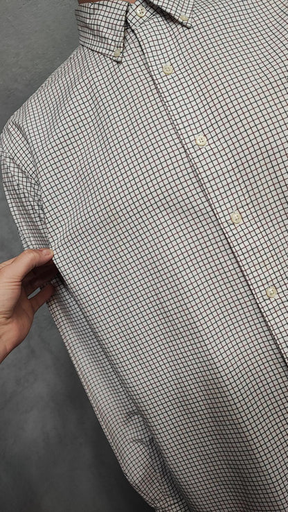 Vintage Polo Ralph Lauren Checked Long Sleeve Plaid Casual Shirt White Men's XL