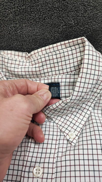 Vintage Polo Ralph Lauren Checked Long Sleeve Plaid Casual Shirt White Men's XL