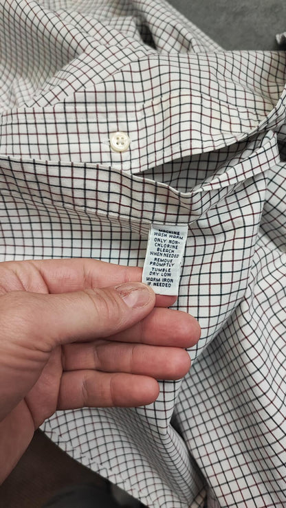Vintage Polo Ralph Lauren Checked Long Sleeve Plaid Casual Shirt White Men's XL