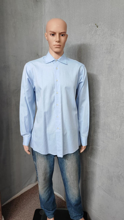 Vintage Calvin Klein Textured Long Sleeve Shirt Light Blue Men's Size Large L