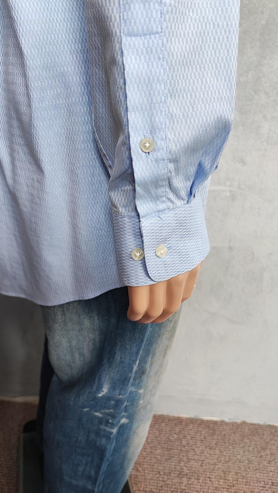 Vintage Calvin Klein Textured Long Sleeve Shirt Light Blue Men's Size Large L