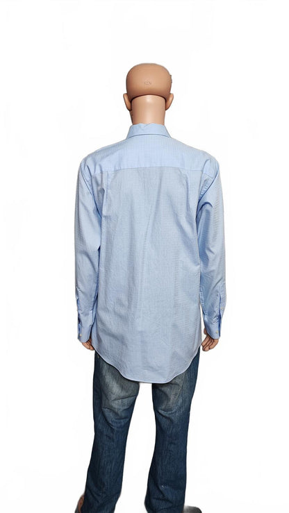 Vintage Calvin Klein Textured Long Sleeve Shirt Light Blue Men's Size Large L