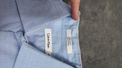 Vintage Calvin Klein Textured Long Sleeve Shirt Light Blue Men's Size Large L