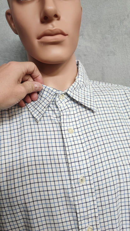 Vintage Tommy Hilfiger Checked Long Sleeve Shirt Blue White Men's Size XXL
