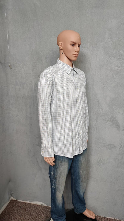 Vintage Tommy Hilfiger Checked Long Sleeve Shirt Blue White Men's Size XXL