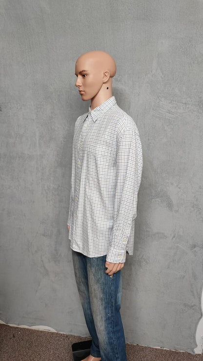 Vintage Tommy Hilfiger Checked Long Sleeve Shirt Blue White Men's Size XXL