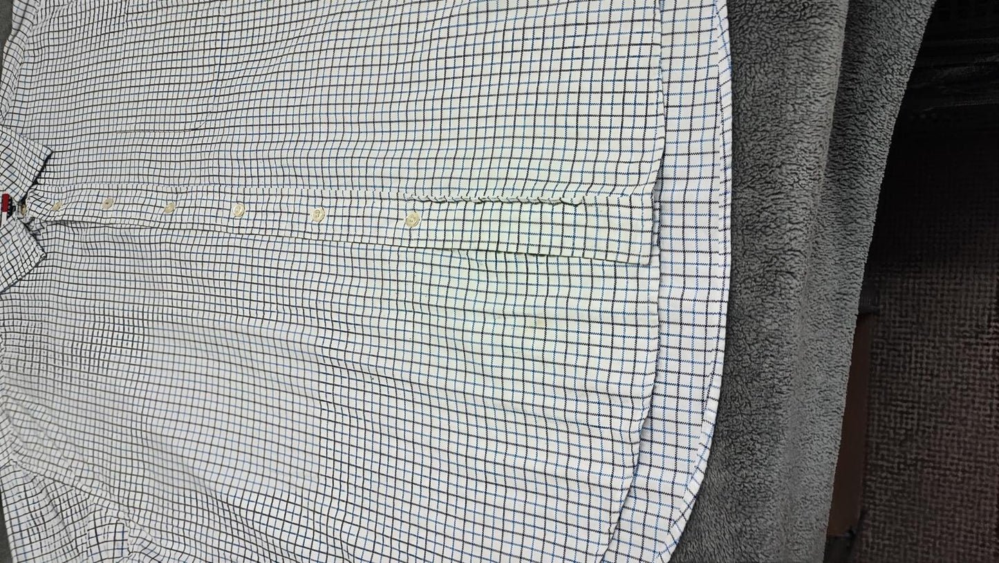 Vintage Tommy Hilfiger Checked Long Sleeve Shirt Blue White Men's Size XXL