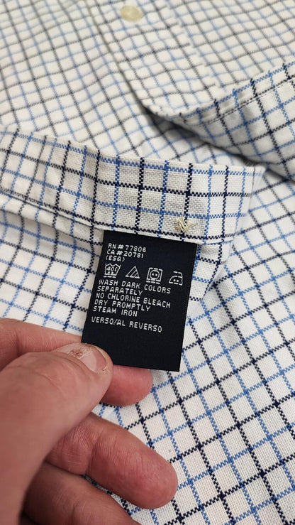 Vintage Tommy Hilfiger Checked Long Sleeve Shirt Blue White Men's Size XXL