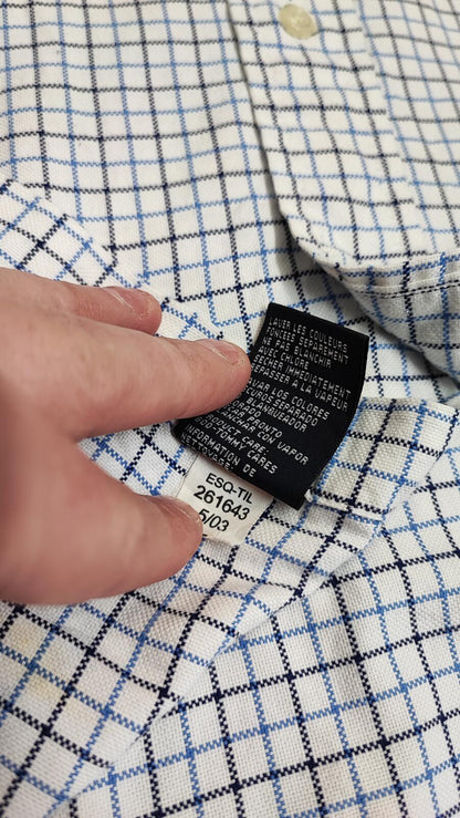 Vintage Tommy Hilfiger Checked Long Sleeve Shirt Blue White Men's Size XXL