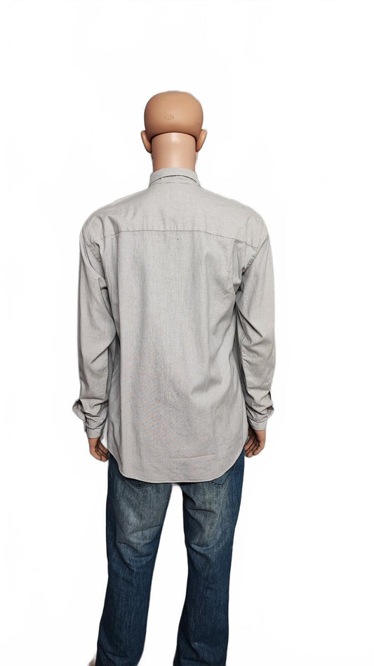 Vintage Calvin Klein Plain Long Sleeve Shirt Grey Minimalist Casual Men's Size L