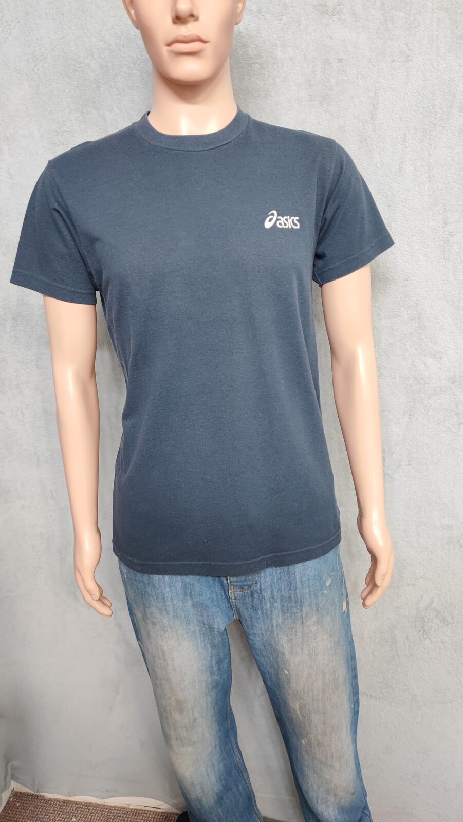 Vintage Asics 90s Gold Tag T-Shirt Faded Navy Blue Retro Men's Size Medium M