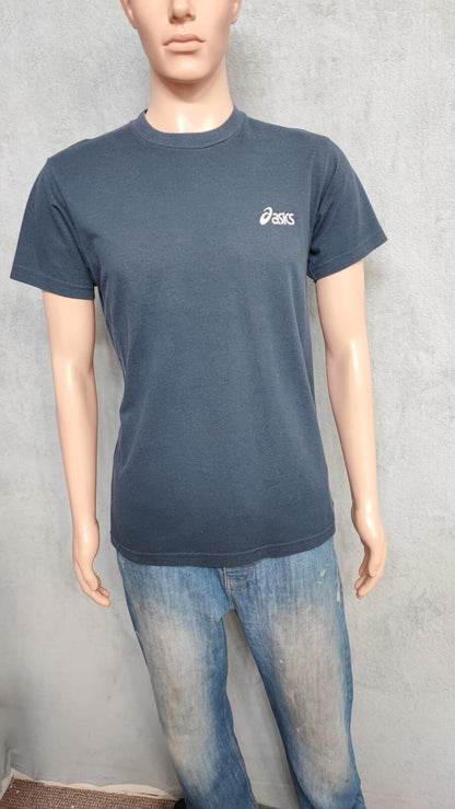 Vintage Asics 90s Gold Tag T-Shirt Faded Navy Blue Retro Men's Size Medium M