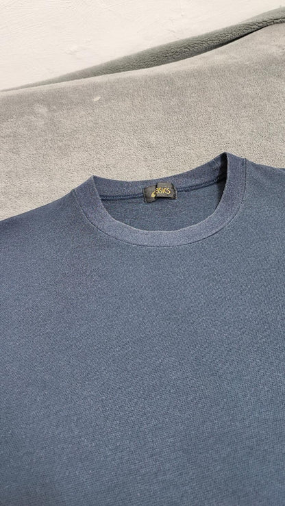 Vintage Asics 90s Gold Tag T-Shirt Faded Navy Blue Retro Men's Size Medium M