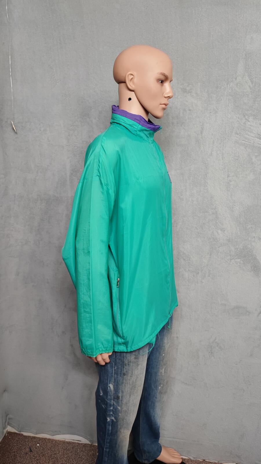 Vintage adidas Plain Green Long Sleeve Hoodless Windbreaker Jacket Men Size XL