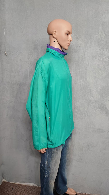 Vintage adidas Plain Green Long Sleeve Hoodless Windbreaker Jacket Men Size XL