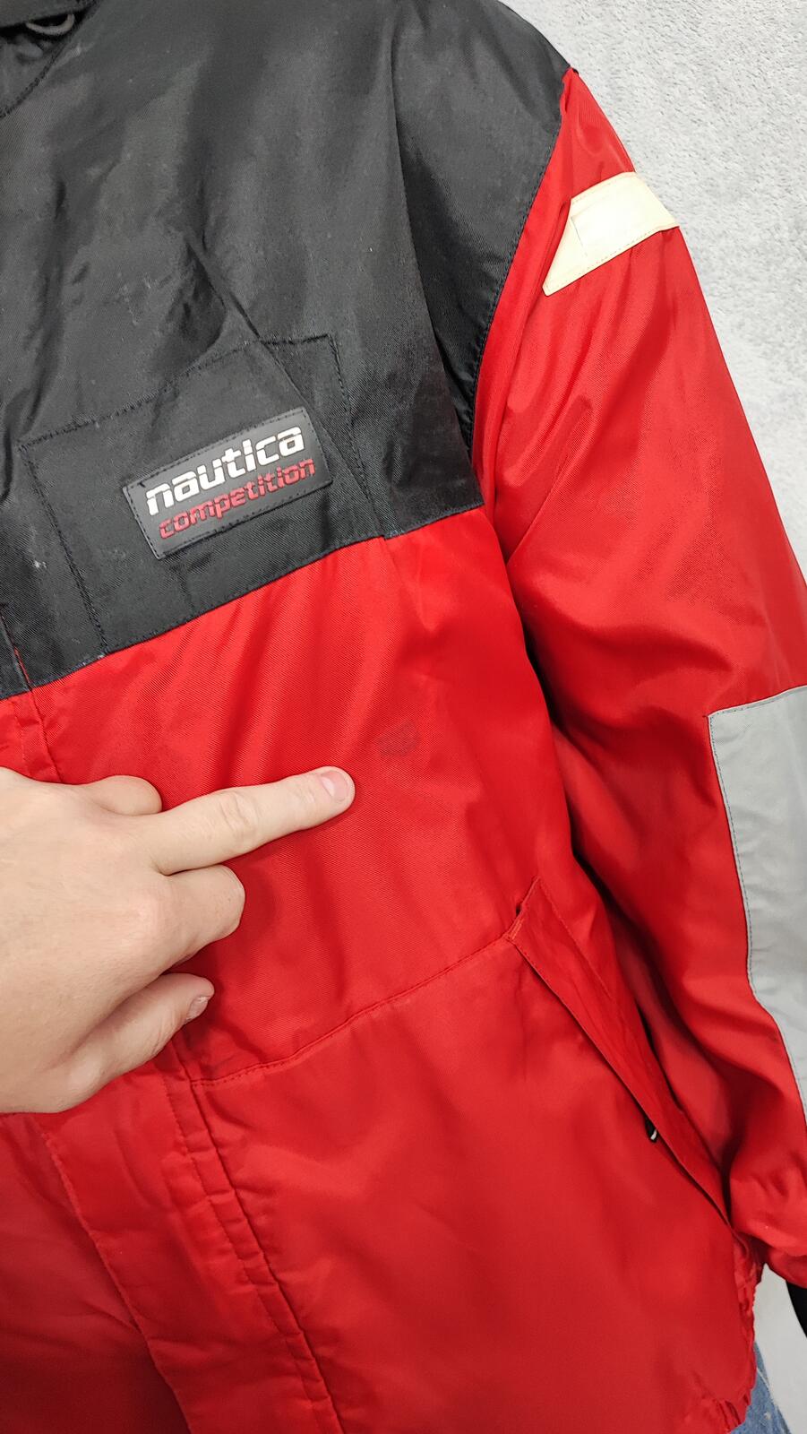 Vintage Nautica Competition Sailing Jacket Red Black Colour Block Men Size 3XL