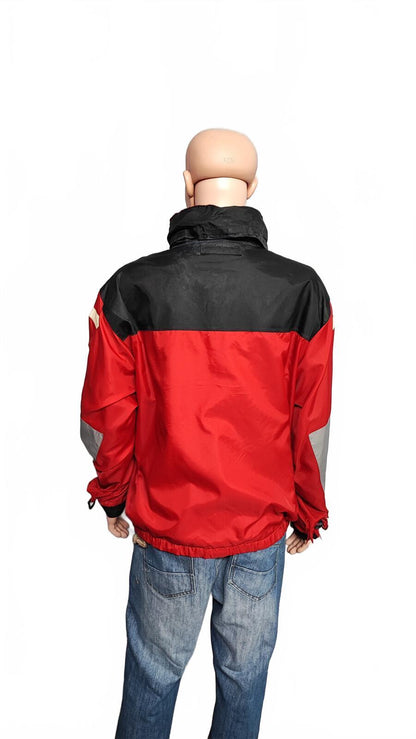 Vintage Nautica Competition Sailing Jacket Red Black Colour Block Men Size 3XL