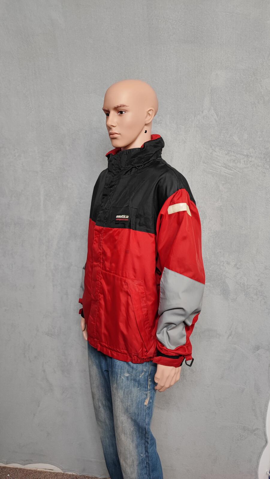 Vintage Nautica Competition Sailing Jacket Red Black Colour Block Men Size 3XL