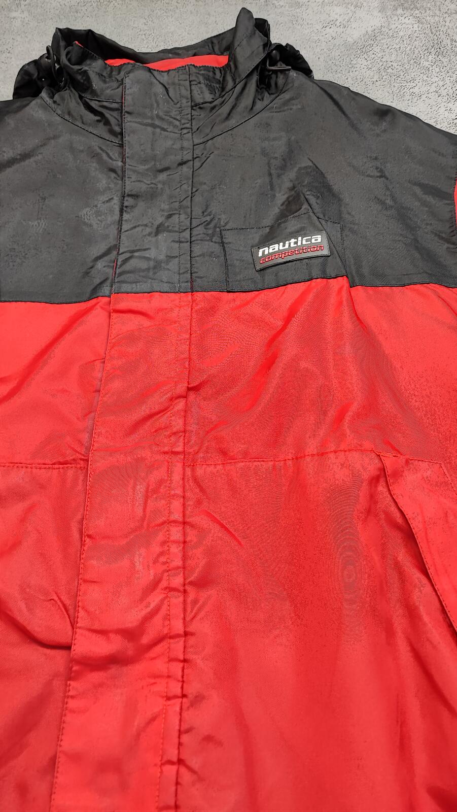 Vintage Nautica Competition Sailing Jacket Red Black Colour Block Men Size 3XL