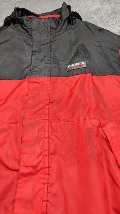 Vintage Nautica Competition Sailing Jacket Red Black Colour Block Men Size 3XL