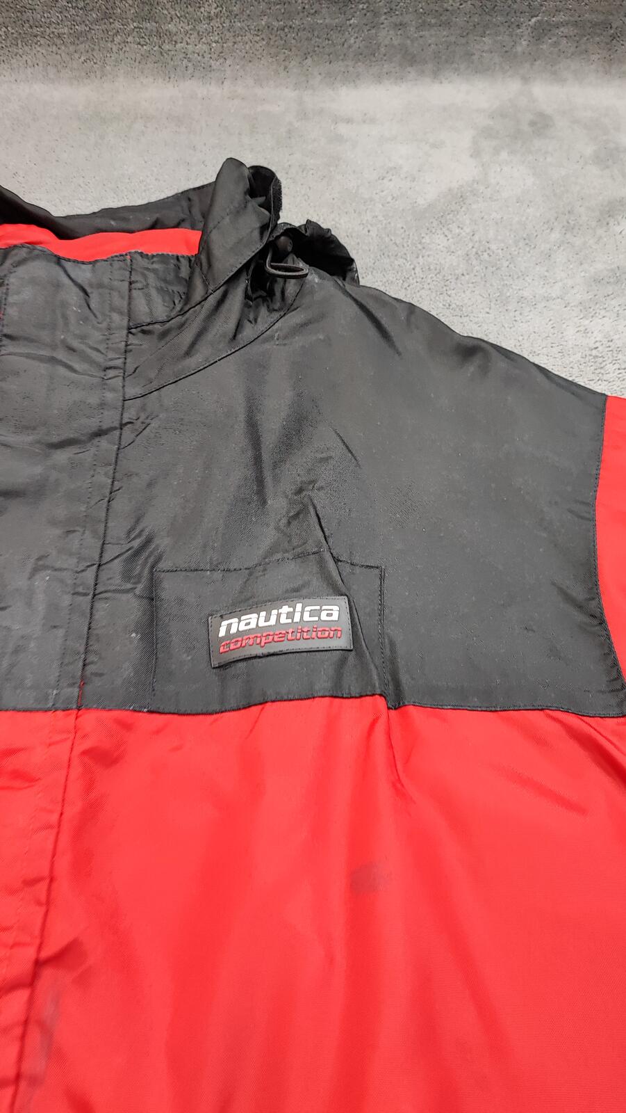 Vintage Nautica Competition Sailing Jacket Red Black Colour Block Men Size 3XL
