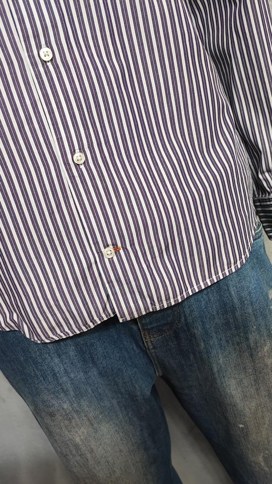 Vintage Tommy Hilfiger Striped Long Sleeve Shirt Purple Men's Size Medium M