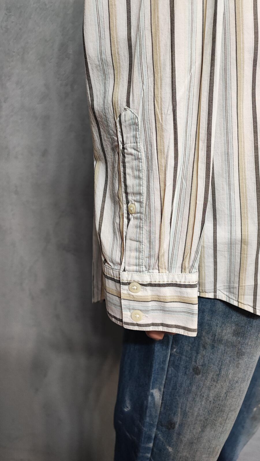 Vintage Timberland Striped Long Sleeve Shirt Cream Tan Men's Size XXL