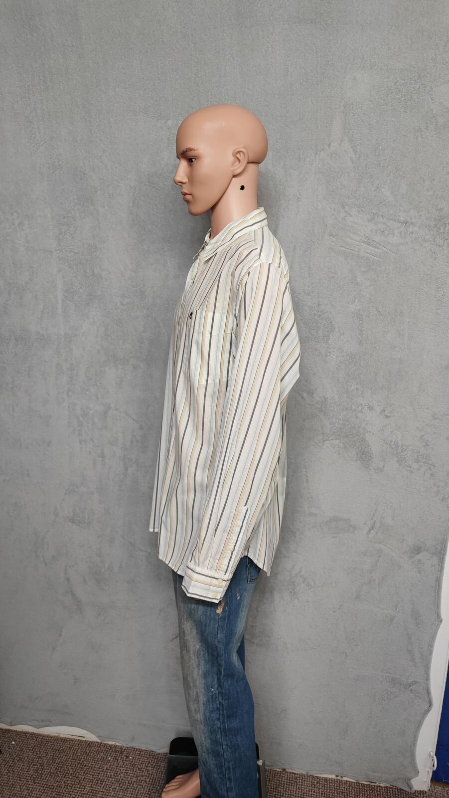 Vintage Timberland Striped Long Sleeve Shirt Cream Tan Men's Size XXL