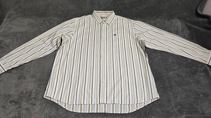 Vintage Timberland Striped Long Sleeve Shirt Cream Tan Men's Size XXL