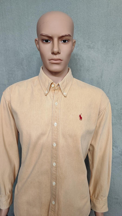 Vintage Chaps Ralph Lauren Heavy Cotton Canvas Shacket Overshirt Yellow Large