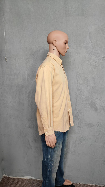 Vintage Chaps Ralph Lauren Heavy Cotton Canvas Shacket Overshirt Yellow Large