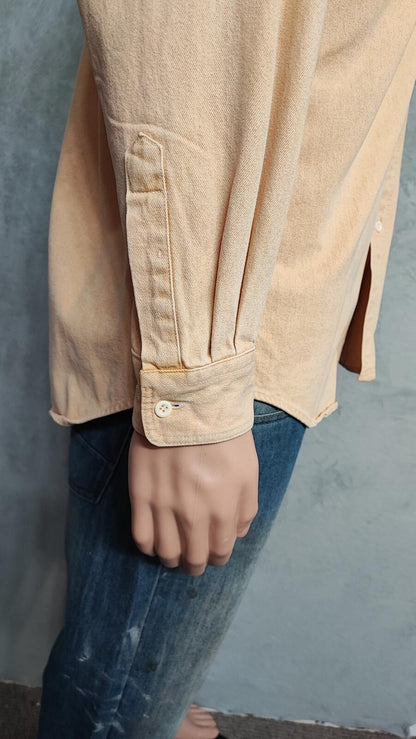 Vintage Chaps Ralph Lauren Heavy Cotton Canvas Shacket Overshirt Yellow Large