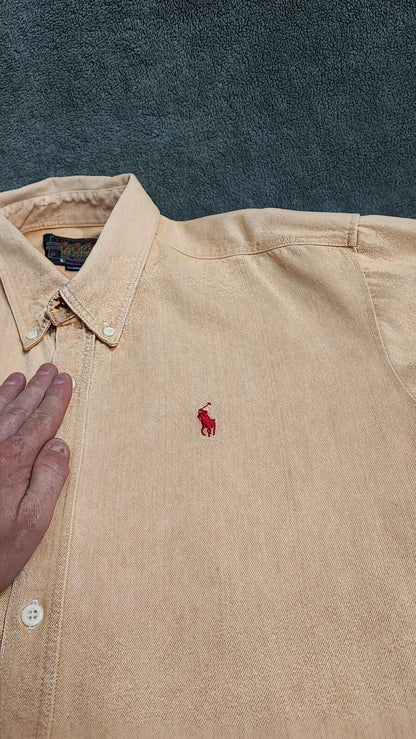 Vintage Chaps Ralph Lauren Heavy Cotton Canvas Shacket Overshirt Yellow Large