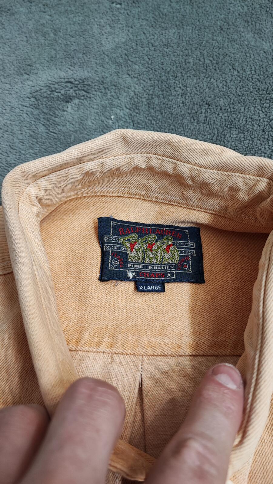 Vintage Chaps Ralph Lauren Heavy Cotton Canvas Shacket Overshirt Yellow Large