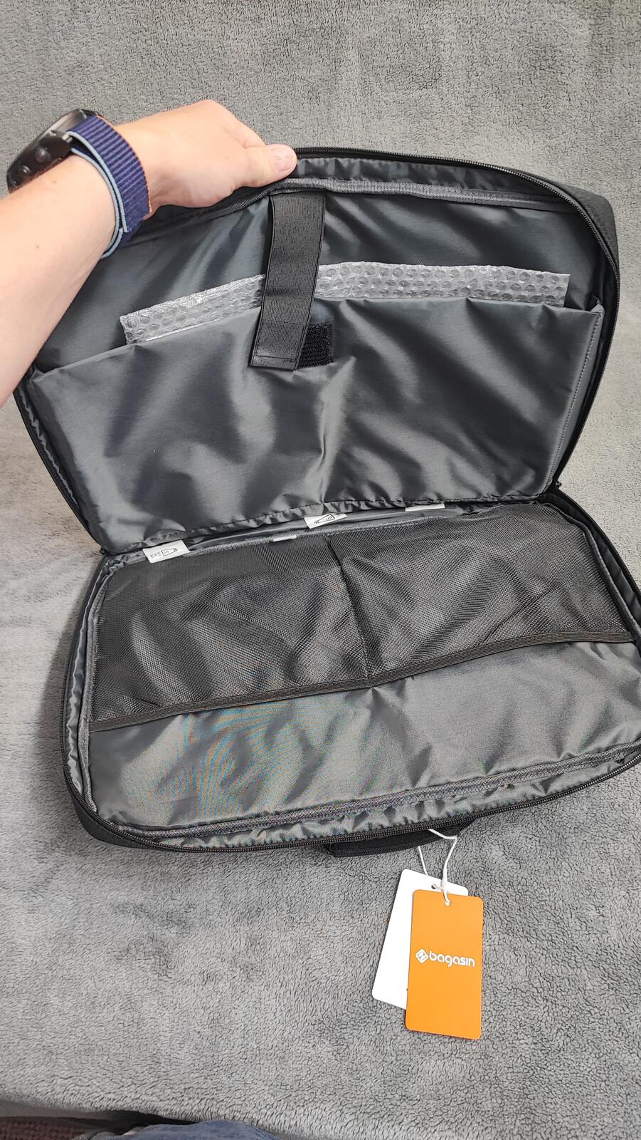 Vintage Bagasin Black Padded Laptop Bag Briefcase Messenger Business Travel Case