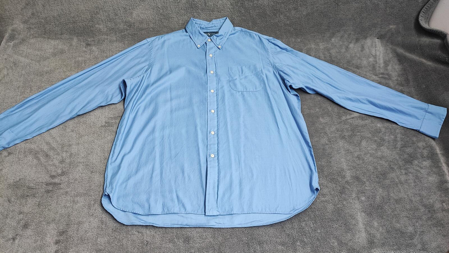 Vintage Polo Ralph Lauren Yarmouth Long Sleeve Shirt Classic Blue Men's Size XXL