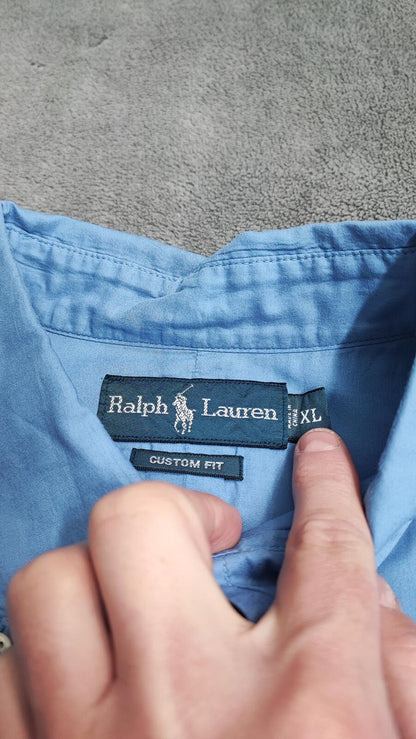 Vintage Polo Ralph Lauren Yarmouth Long Sleeve Shirt Classic Blue Men's Size XXL