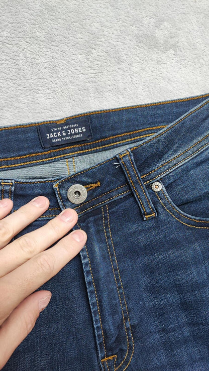 Vintage Jack & Jones Navy Blue Wash Jeans Y2K Retro Streetwear Men's W30 L32