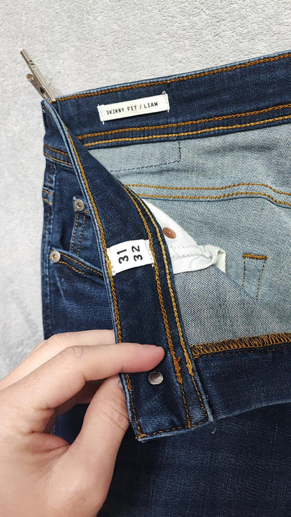 Vintage Jack & Jones Navy Blue Wash Jeans Y2K Retro Streetwear Men's W30 L32