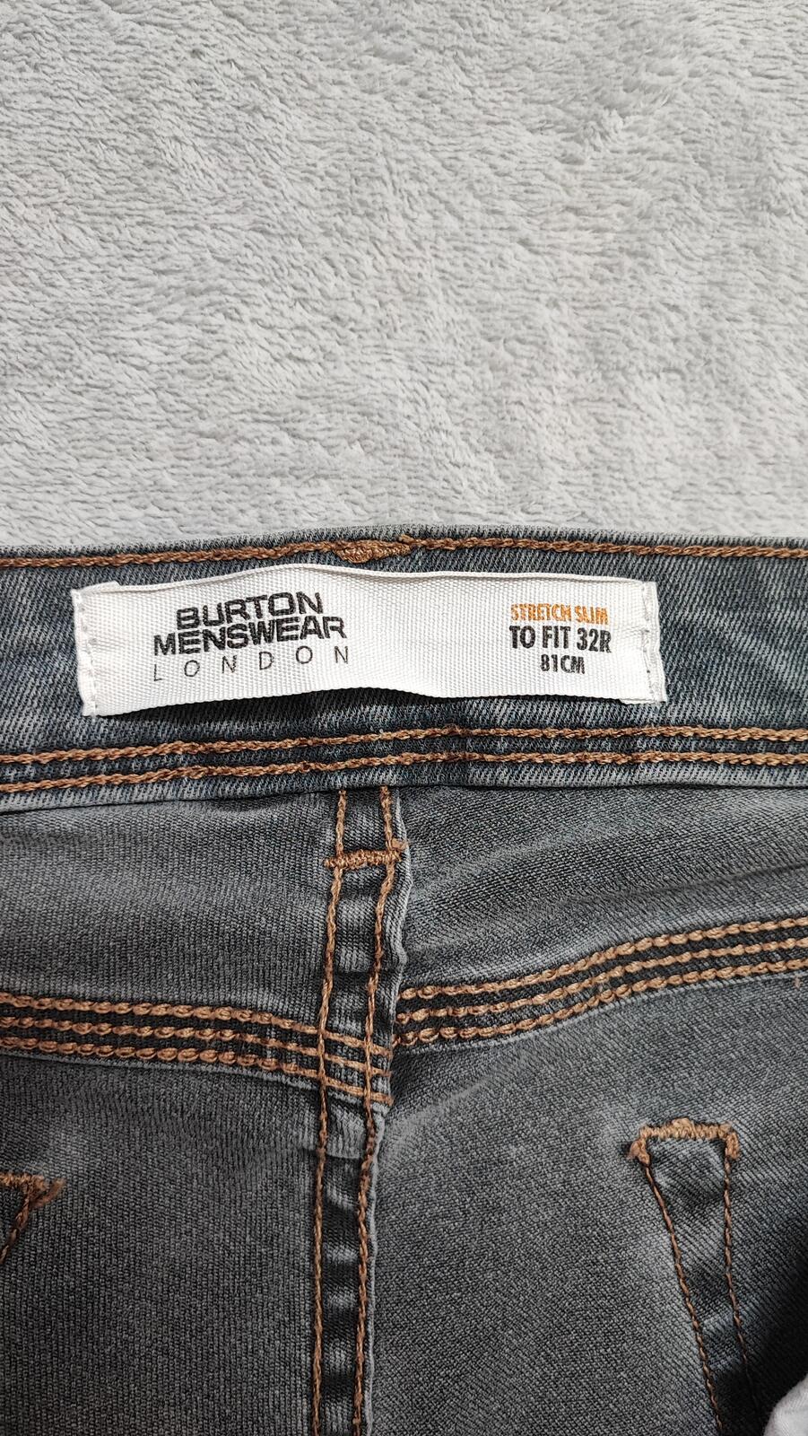 Vintage Burton Menswear Grey Denim Jeans Y2K Indie Retro Stretch Slim Men's W33