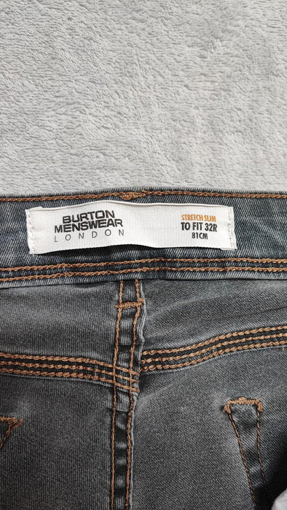 Vintage Burton Menswear Grey Denim Jeans Y2K Indie Retro Stretch Slim Men's W33